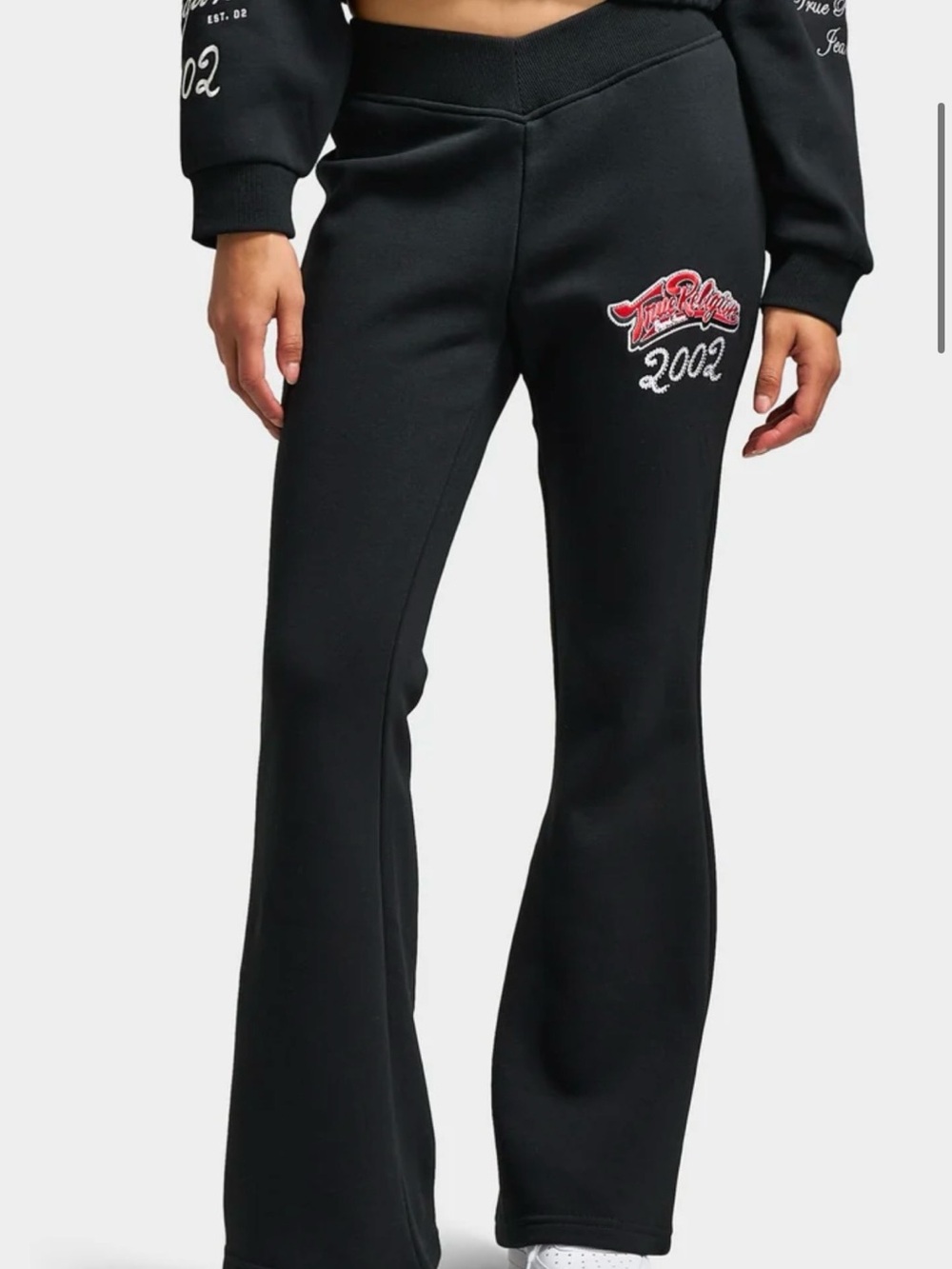 True Religion Crystal V WB Flare Pants / Jet Black
